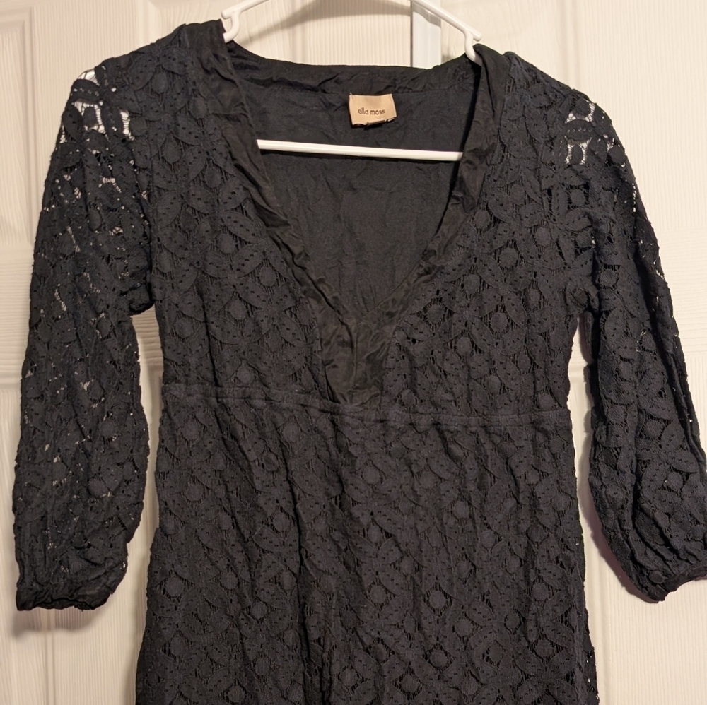 Ella Moss Black V Neck Dress